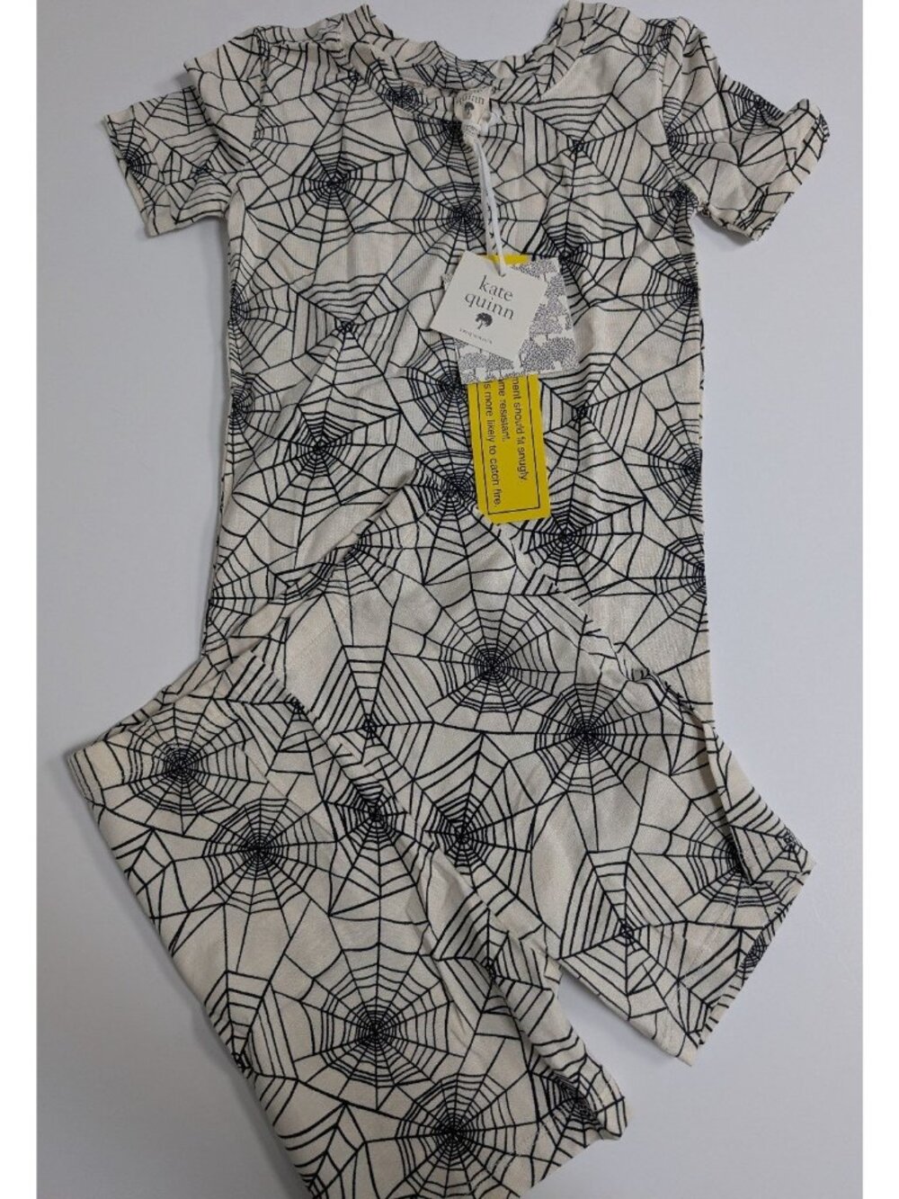 Kate Quinn Spiderweb PJs 6Y Shorts Pajamas Short Sleeve Tee Spooky Halloween